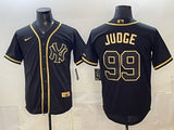New York Yankees #99 Aaron Judge Yankees Retro Gold Text