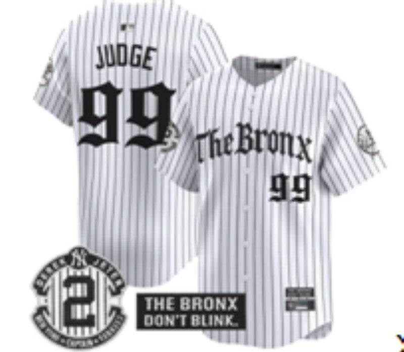 New York Yankees #99 Aaron Judge Yankees White 5 Collaboration Style 1