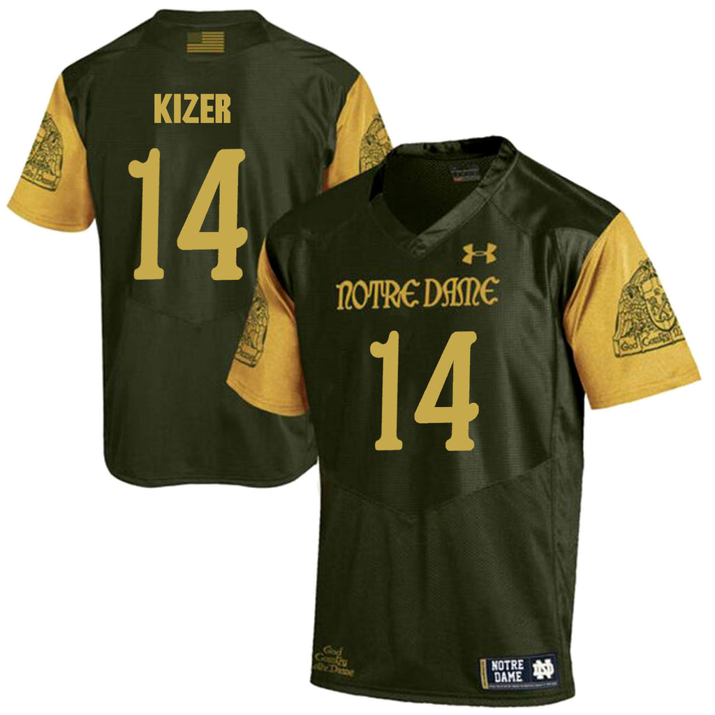 Norte Dame Fighting Irish Kizer 14 Football Jersey - Olive Green