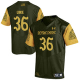 Norte Dame Fighting Irish Luke 36 Football Jersey - Olive Green