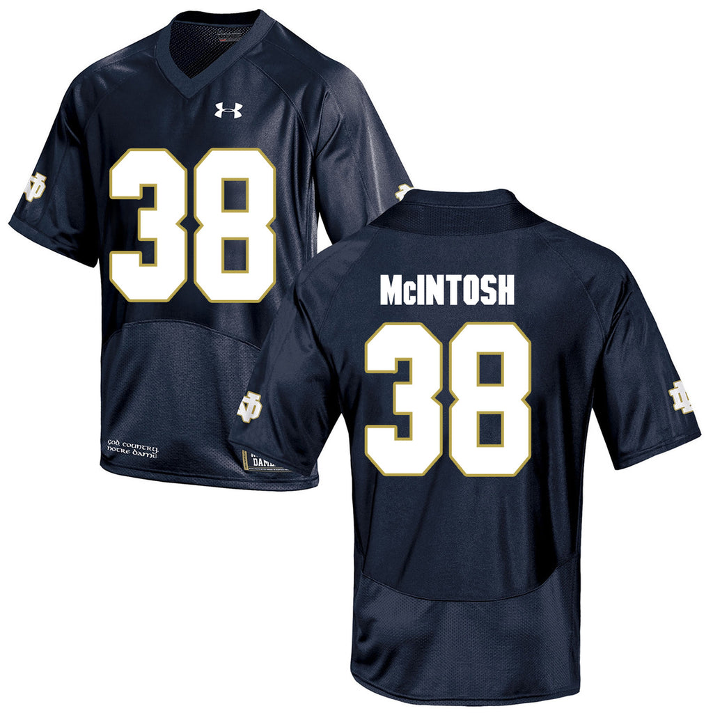 Norte Dame Fighting Irish McIntosh 38 Football Jersey - Navy Blue