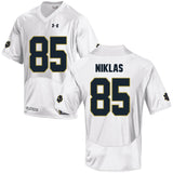 Norte Dame Fighting Irish Niklas 85 Football Jersey - White