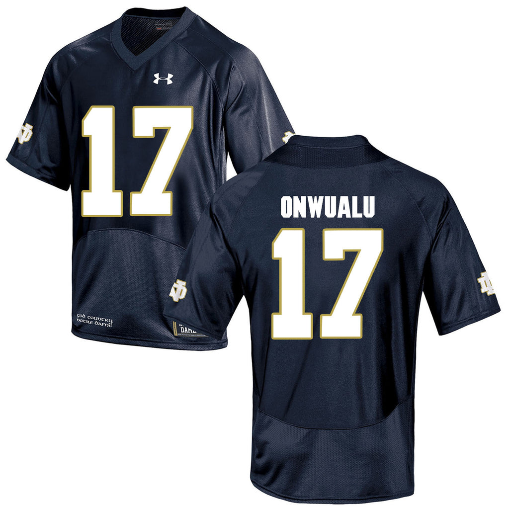 Norte Dame Fighting Irish Onwualu 17 Football Jersey - Navy Blue