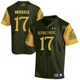 Norte Dame Fighting Irish Onwualu 17 Football Jersey - Olive Green