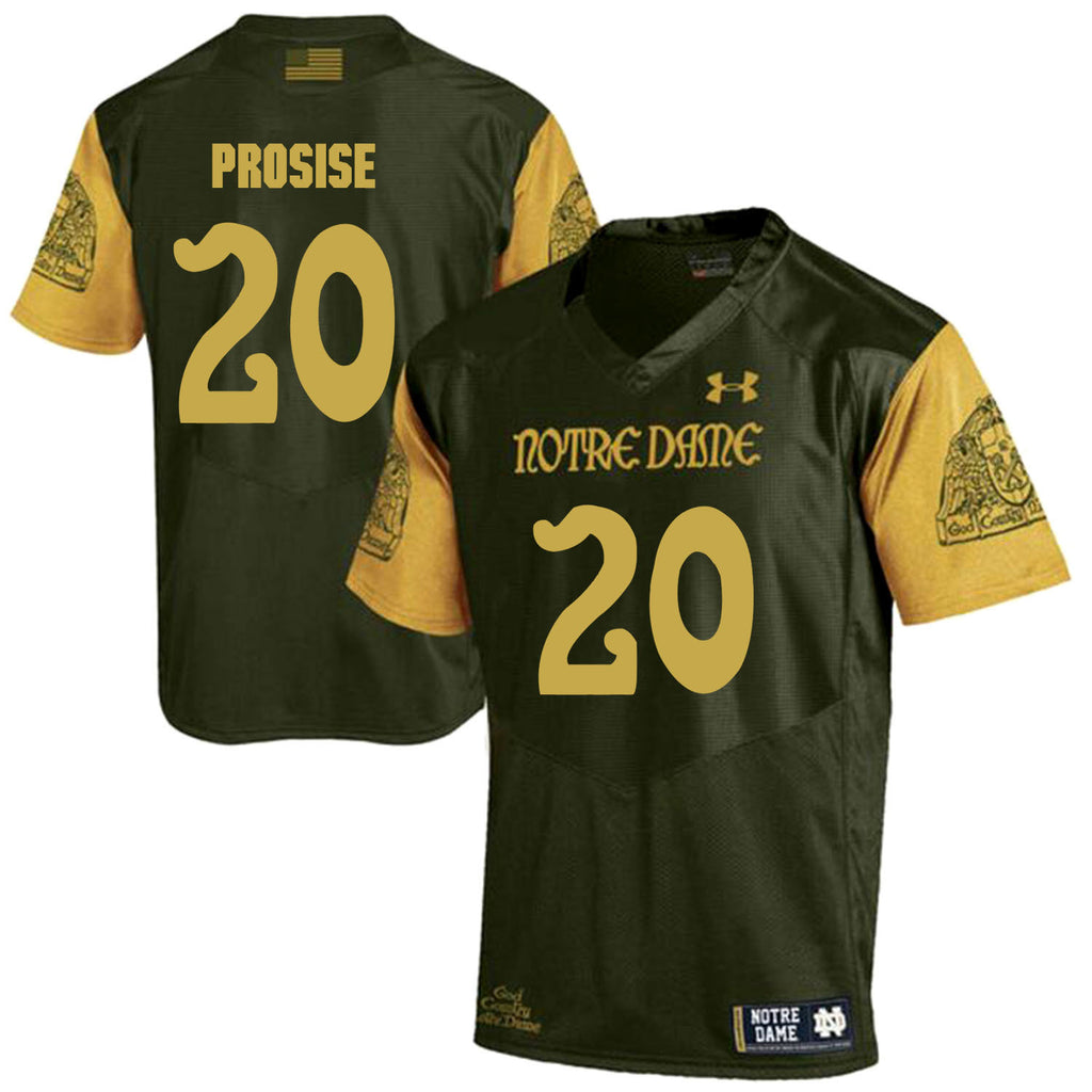 Norte Dame Fighting Irish Prosise 20 Football Jersey - Olive Green