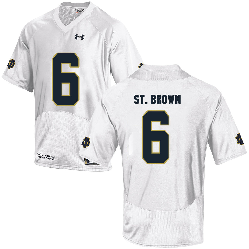 Norte Dame Fighting Irish St. Brown 6 Football Jersey - White
