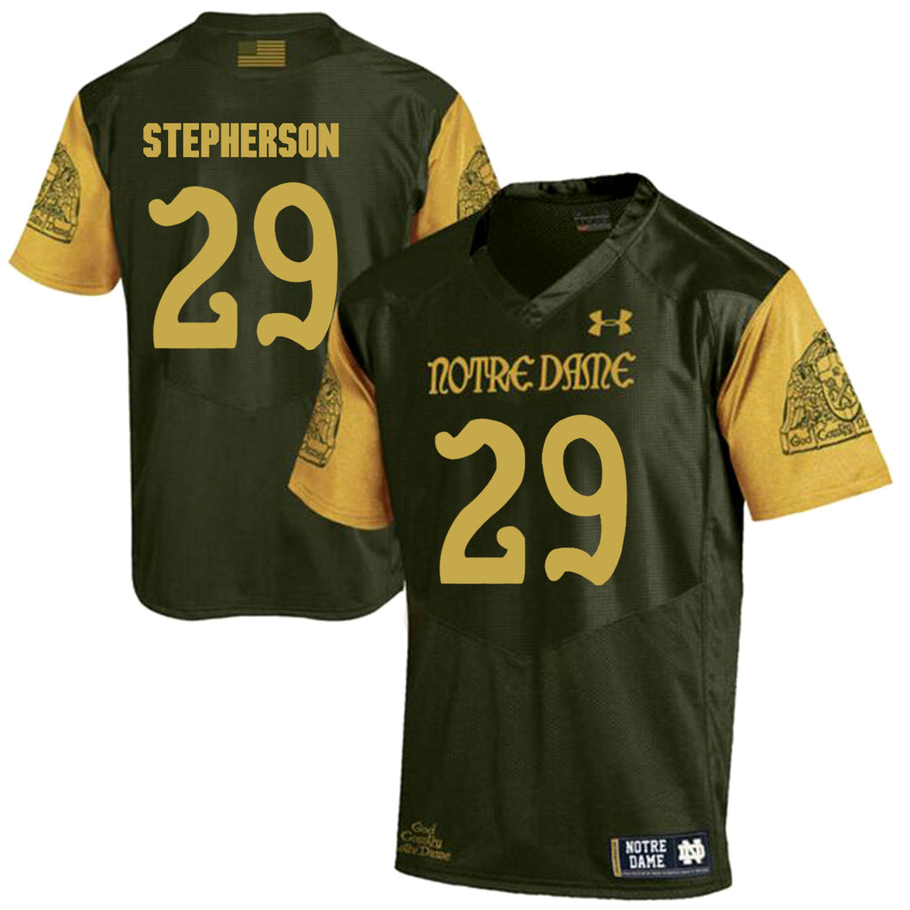 Norte Dame Fighting Irish Stepherson 29 Football Jersey - Olive Green