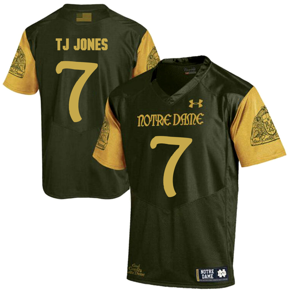 Norte Dame Fighting Irish TJ Jones 7 Football Jersey - Olive Green