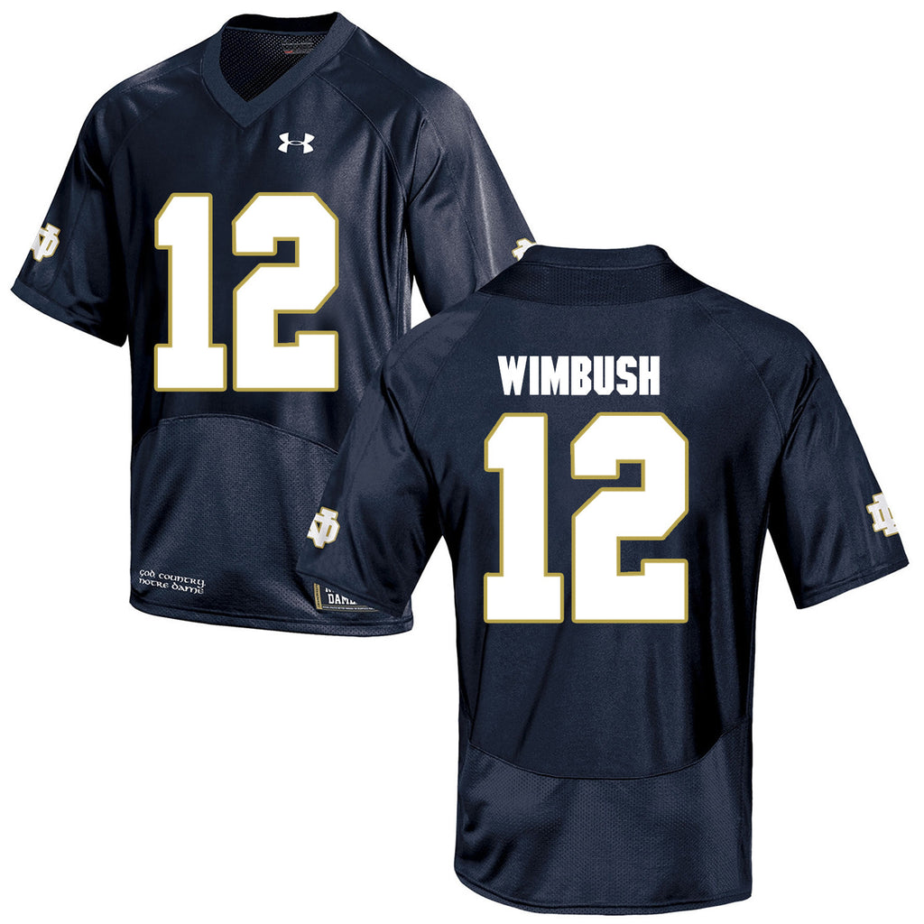 Norte Dame Fighting Irish Wimbush 12 Football Jersey - Navy Blue
