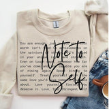 Note to Self DTF Transfers - THIS IS NOT A SHIRT
