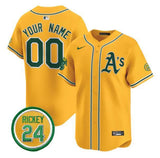 Oakland Athletics Active Player Custom Gold Rickey Henderson Patch Vapor Premier
