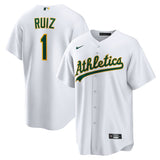 Oakland Athletics #1 Esteury Ruiz Home Men Jersey - White