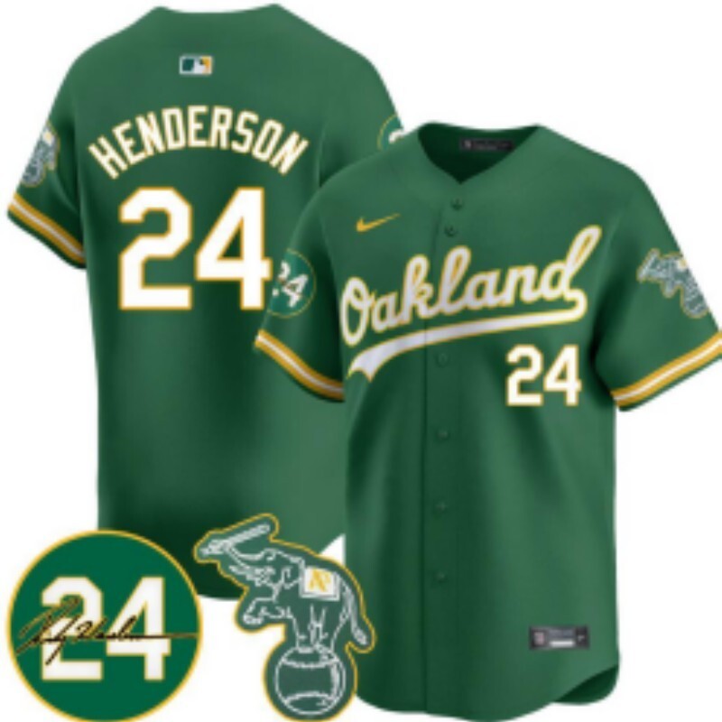 Oakland Athletics #24 Rickey Henderson Athletics Adult Style 7
