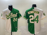 Oakland Athletics #24 Rickey Henderson Athletics Split Adult Style 1