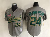 Oakland Athletics #24 Rickey Henderson Style 1