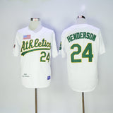 Oakland Athletics #24 Ricky Henderson Athletics 24 White Retro