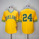 Oakland Athletics #24 Ricky Henderson Athletics 24 Yellow 1981 Fan Retro Pullover