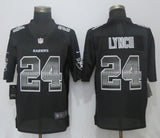 Oakland Raiders #24 Marshawn Lynch Black Strobe Limited Jersey