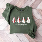 Oh Christmas Tree Sweatshirt, Christmas Cake Sweatshirt, Christmas Hoodie Women Winter Fitted Casual Cotton