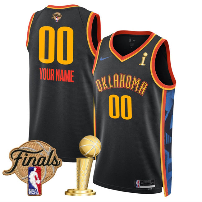 Oklahoma City Thunder Active Player Custom Black 2025 Finals Patch And Finals