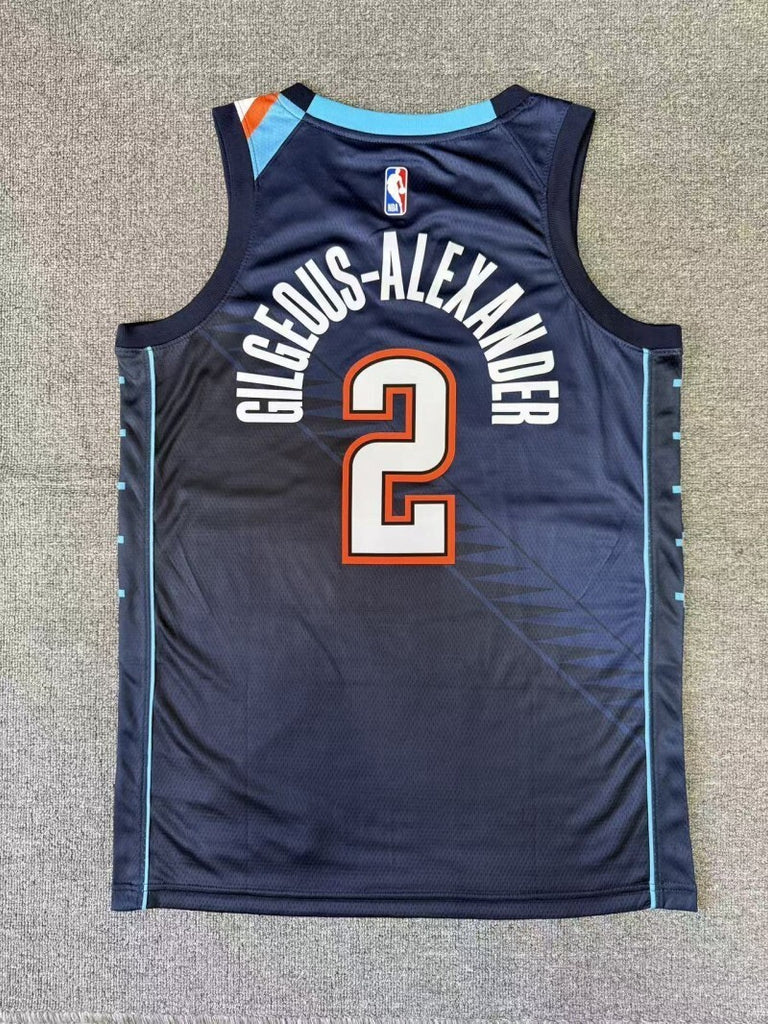 Oklahoma City Thunder #2 Shai Gilgeous-Alexander 26 Season Thunder Team City Navy Style 1