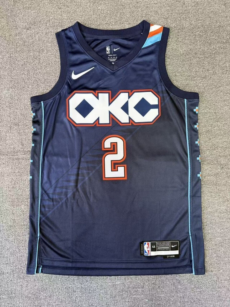 Oklahoma City Thunder #2 Shai Gilgeous-Alexander 26 Season Thunder Team City Navy Style 2