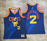 Oklahoma City Thunder #2 Shai Gilgeous-Alexander mitchell&ness Collaboration Thunder ２ # - Blue Embroidered Jersey
