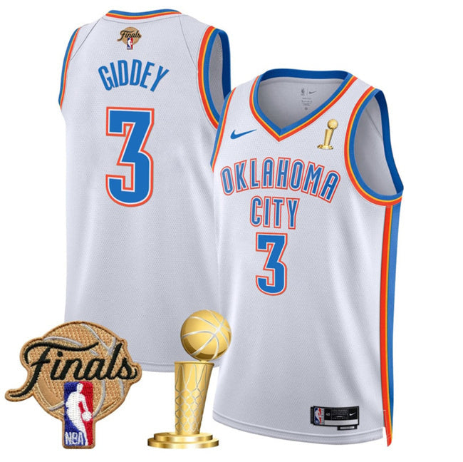 Oklahoma City Thunder #3 Dillon Jones White 2025 Finals Patch And Finals Champions