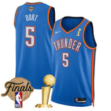 Oklahoma City Thunder #5 Luguentz Dort Blue 2025 Finals Patch And Finals Champions