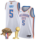 Oklahoma City Thunder #5 Luguentz Dort White 2025 Finals Patch And Finals Champions