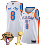Oklahoma City Thunder #8 Jalen Williams White 2025 Finals Patch And Finals Champions