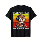 Otter Gamer Pew Funny Video Games Vintage Men T-Shirt Made in USA
