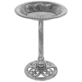 Outdoor, Weather Resistant, Polyresin, Bird Bath, Rustic Aged, Silver Finish