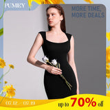 PUMIEY Women's Square Neck Cap Sleeve Maxi Dress Ribbed Bodycon Dress Summer Dresses for Women