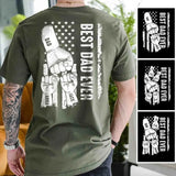 Personalized Dad Raised Fist Bump T-Shirt - Custom Kid Names Gift for Daddy, Best Dad Ever Shirt, Casual Crewneck, Short Sleeve, Streetwear Style Blue Menswear