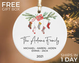 Personalized Family Christmas Ornament, Family Christmas Keepsake, Family Christmas Gift, Christmas Ceramic Ornament, 2021 Ornament