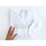 Personalized Mama Sweatshirt with Kid Names on Sleeve, mama hoodie with Childs name,  Mothers Day Gift, Birthday Gift for Mom, New Mom Gift