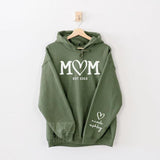 Personalized Mom Sweatshirt With Kids Name On Sleeve, Custom Mom Sweatshirt, Est Date Mom Hoodie, Christmas Gift for Mom, with kids names