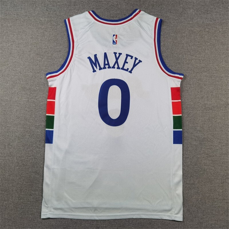 Philadelphia 76ers #0 Tyrese Maxey 76 0 White City Edition s-xxl Style 1