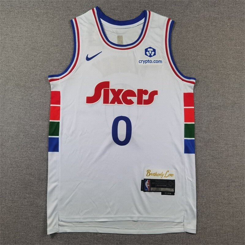 Philadelphia 76ers #0 Tyrese Maxey 76 0 White City Edition s-xxl Style 2