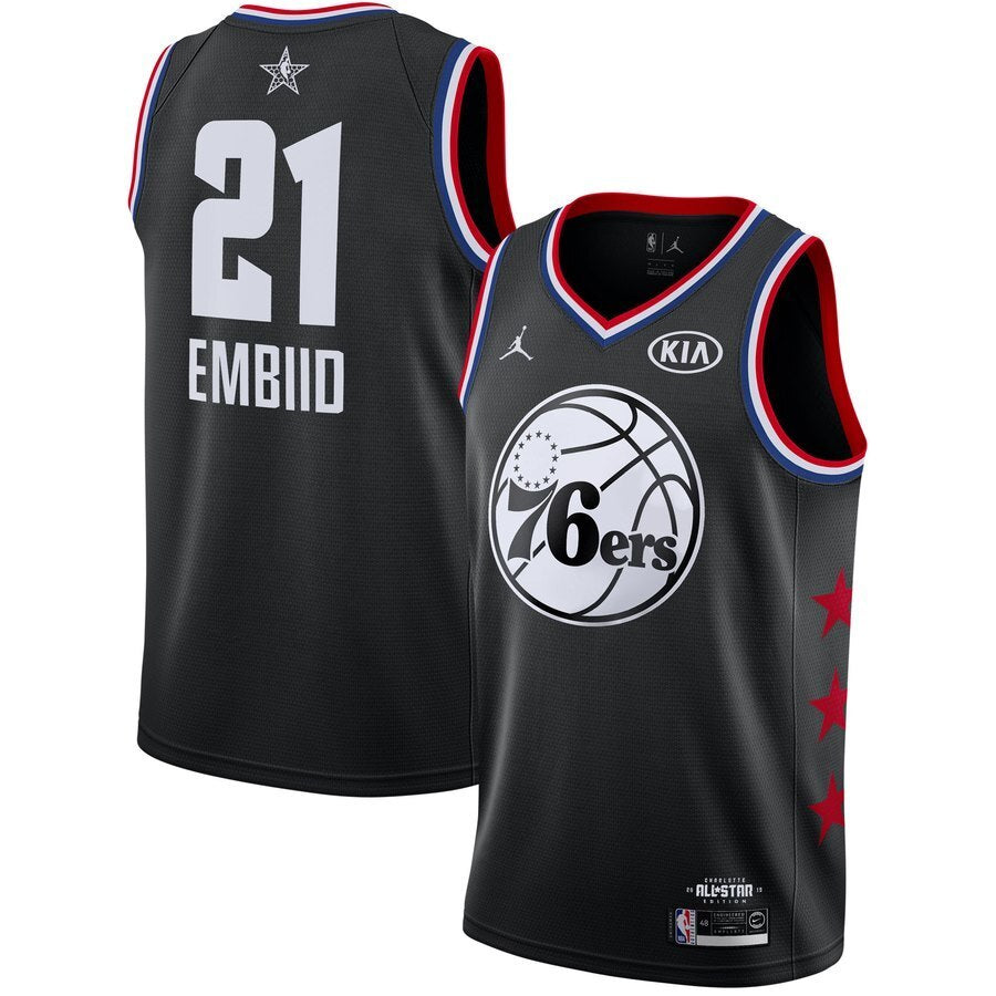 Philadelphia 76ers #21 Joel Embiid 19 All-Star 76 21 Black