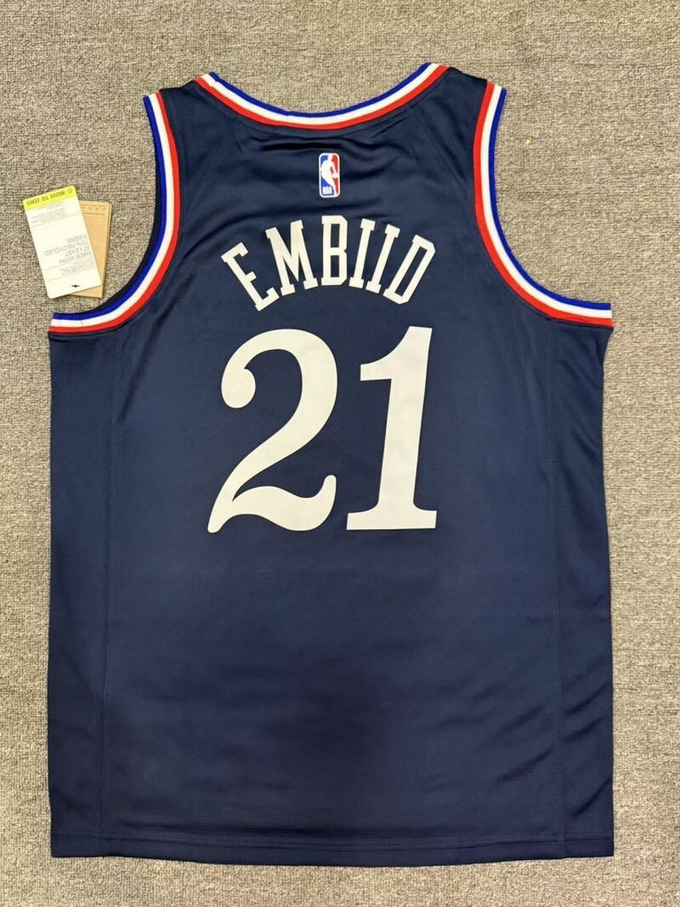 Philadelphia 76ers #21 Joel Embiid 26 Season 76 Team City Navy Style 1