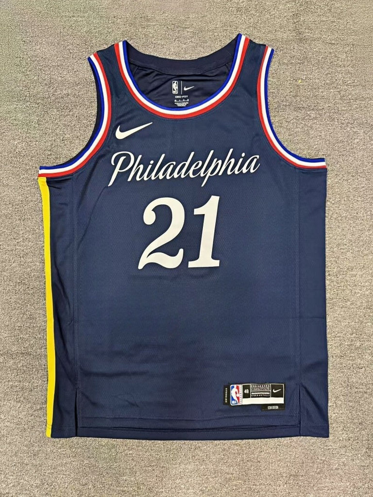 Philadelphia 76ers #21 Joel Embiid 26 Season 76 Team City Navy Style 2