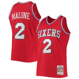 Philadelphia 76ers #2 Moses Malone Mitchell & Ness 1982-83 Hardwood Classics 75th Anniversary Diamond Swingman Jersey