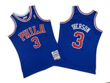 Philadelphia 76ers #3 Allen Iverson 76 3 # Blue 96-97 Season Mitchell Retro Mesh Jersey -- Allen . Iverson Style 1
