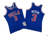 Philadelphia 76ers #3 Allen Iverson 76 3 # Blue 96-97 Season Mitchell Retro Mesh Jersey -- Allen . Iverson Style 2