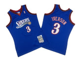 Philadelphia 76ers #3 Allen Iverson 76 3 # Blue 99-00 Season Mitchell Retro Mesh Jersey -- Allen . Iverson Style 1