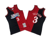 Philadelphia 76ers #3 Allen Iverson 76 3 # Red Black 00-01 Season Mitchell Retro Mesh Jersey - Allen . Iverson Style 1