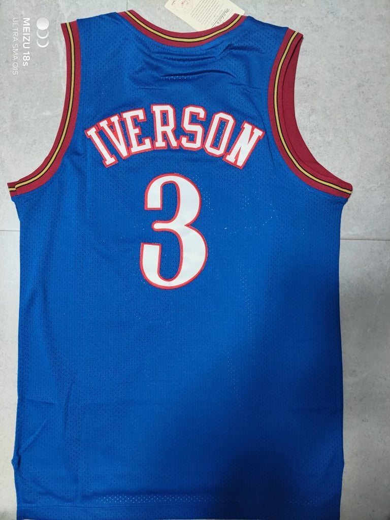 Philadelphia 76ers #3 Allen Iverson 76 3# Iverson Retro Blue Jersey Style 1