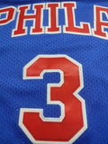 Philadelphia 76ers #3 Allen Iverson 76 Iverson 1996-97 Blue Gold Logo Classic Premium Mesh Jersey Style 1